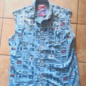 BORNFLY MENS JEAN VEST X LARGE